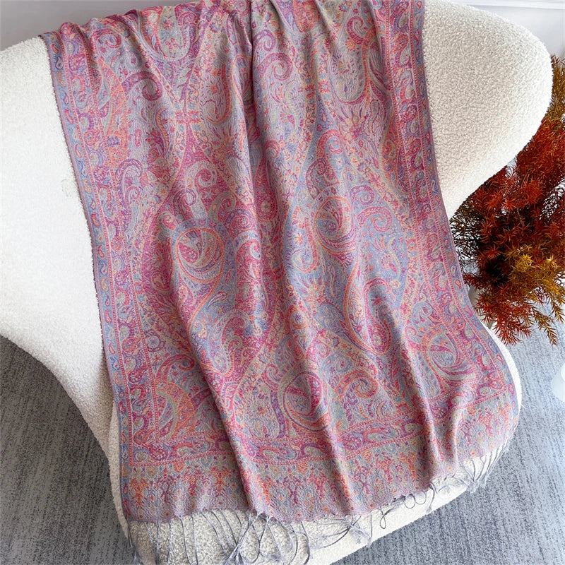 Autumn Bohemian Ethnic Paisley Cashmere Shawls Scarf for Women Warm Jacquard Pashmina Scarves Print Design Lady Foulard Stoles - AMULET RING STORE