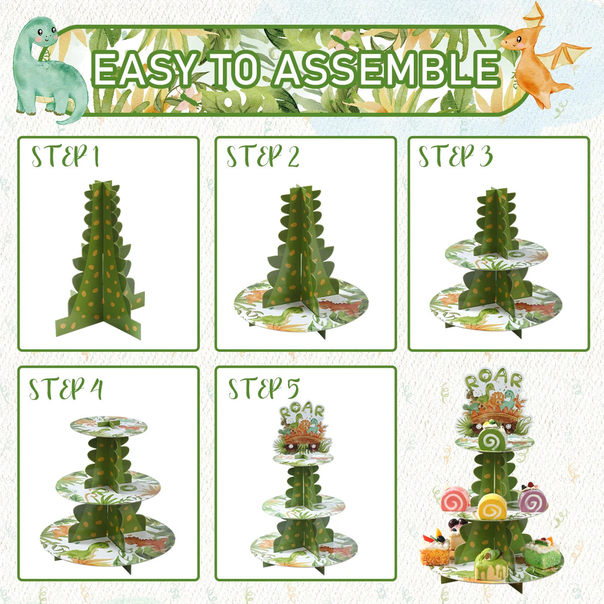 Cake Display Stand Jungle Mermaid Birthday Party Decorations Kids Dessert Holder Cake Tray Butterfly Baby Shower Cupcake Support - AMULET RING STORE