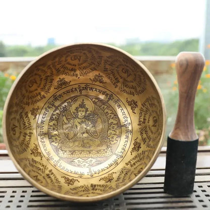 Handmade Nepal Bowls Bronze Tibetan Singing Bowls Heart Chakra Sound Healing Spiritual Instruments Meditation Pretty Bowl Set - AMULET RING STORE