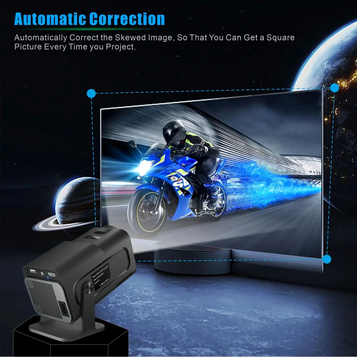 FGHGF HY320 Mini Upgrade Native 720P Android 11 Projector 300ANSI Wifi6 BT5.0 4K Cinema Outdoor Portable 180 ° Rotable Projector