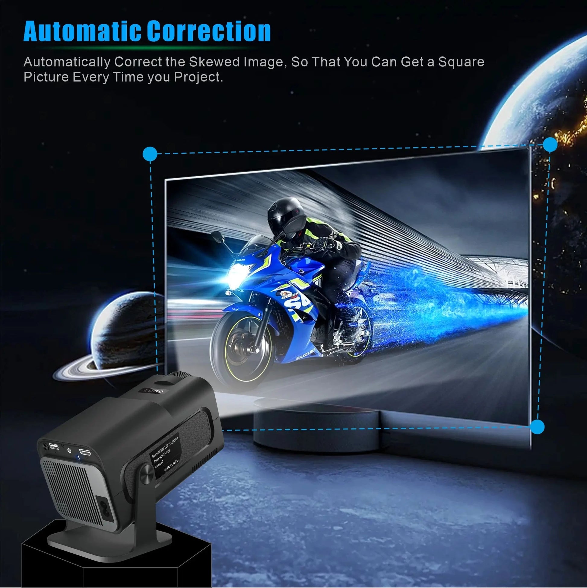 FGHGF HY320 Mini Upgrade Native 720P Android 11 Projector 300ANSI Wifi6 BT5.0 4K Cinema Outdoor Portable 180 ° Rotable Projector