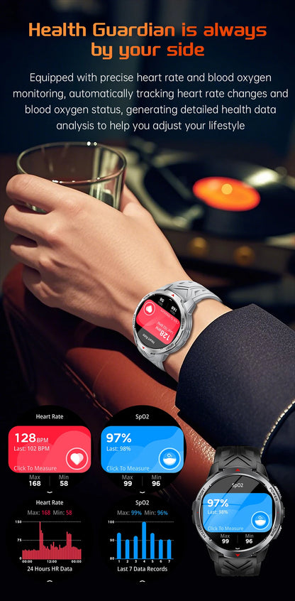 1100mAh Super Capacity Battery Military Outdoor Smart Watch Men 1.7inch Screen Compass Bluetooth Call 3ATM Waterproof SmartWatch