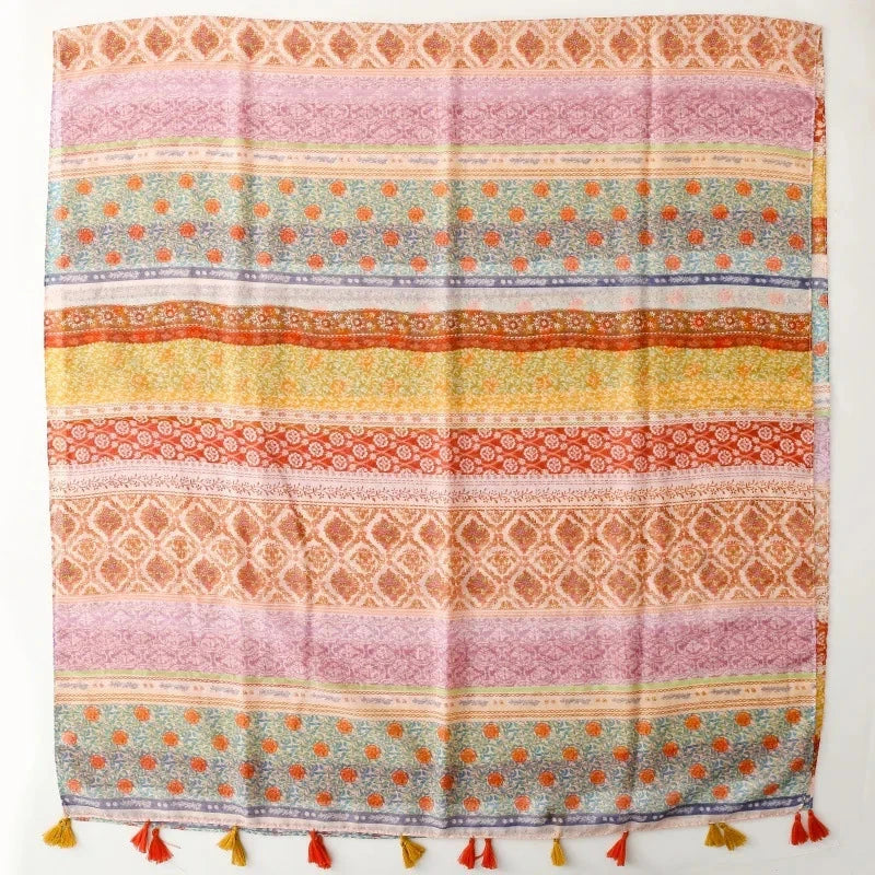 88*180cm Women Viscose Scarf Summer Beach Shawl Cotton Linen Feeling Tassel Pashmina Muslim Hijab Wrap Lady