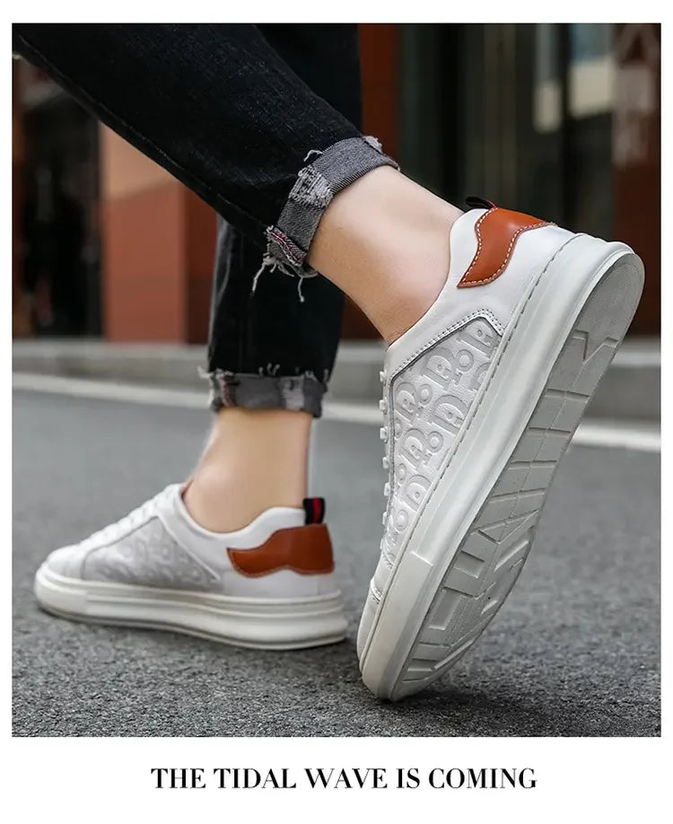 Leisure Shoes 2025 New Wear-resistant Fashion Shoes Anti-slip Anti-odor Leather Sports Thick Soles All Match Street Men's Shoes - AMULET RING STORE