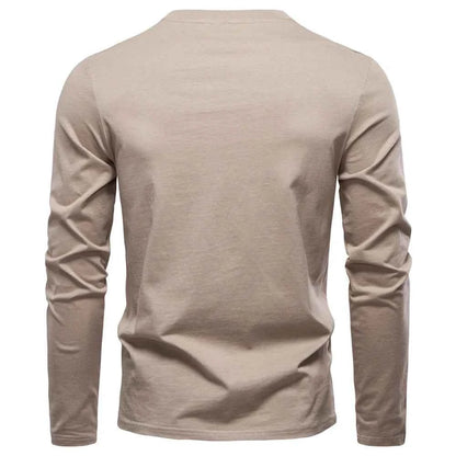AIOPESON High Quality Men's long sleeve t-shirt Fashion pure cotton henley collar long t shirt man polera manga larga hombre