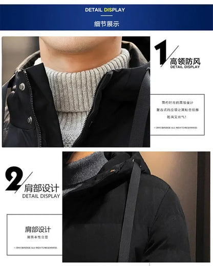 Thicken Warm Men Long Parka Fashion Brand Casual Winter Windbreaker Jacket with Hood Coats Fashion Clothing for Men All-match