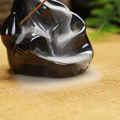 Creative Ceramic Backflow Incense Burner Crafts Office Home Decoration Mountain Incense Holder Buddhist Supplies - AMULET RING STORE