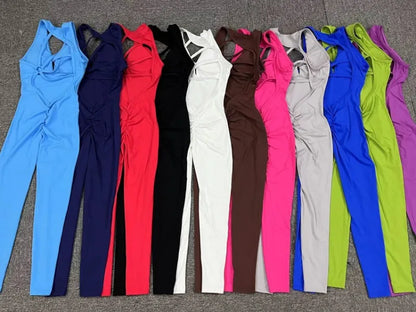 Seamless Yoga Jumpsuits Sports Fitness One-Piece Yoga Sleeveless Workout Clothes Running Sportswear Tight Training Tracksuits