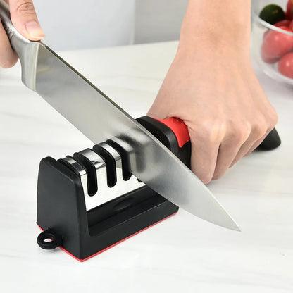 Kitchen 4Segment Knife Sharpener Household Multi-Functional Hand-Held Three-Purpose Black Sharpening Stone - AMULET RING STORE