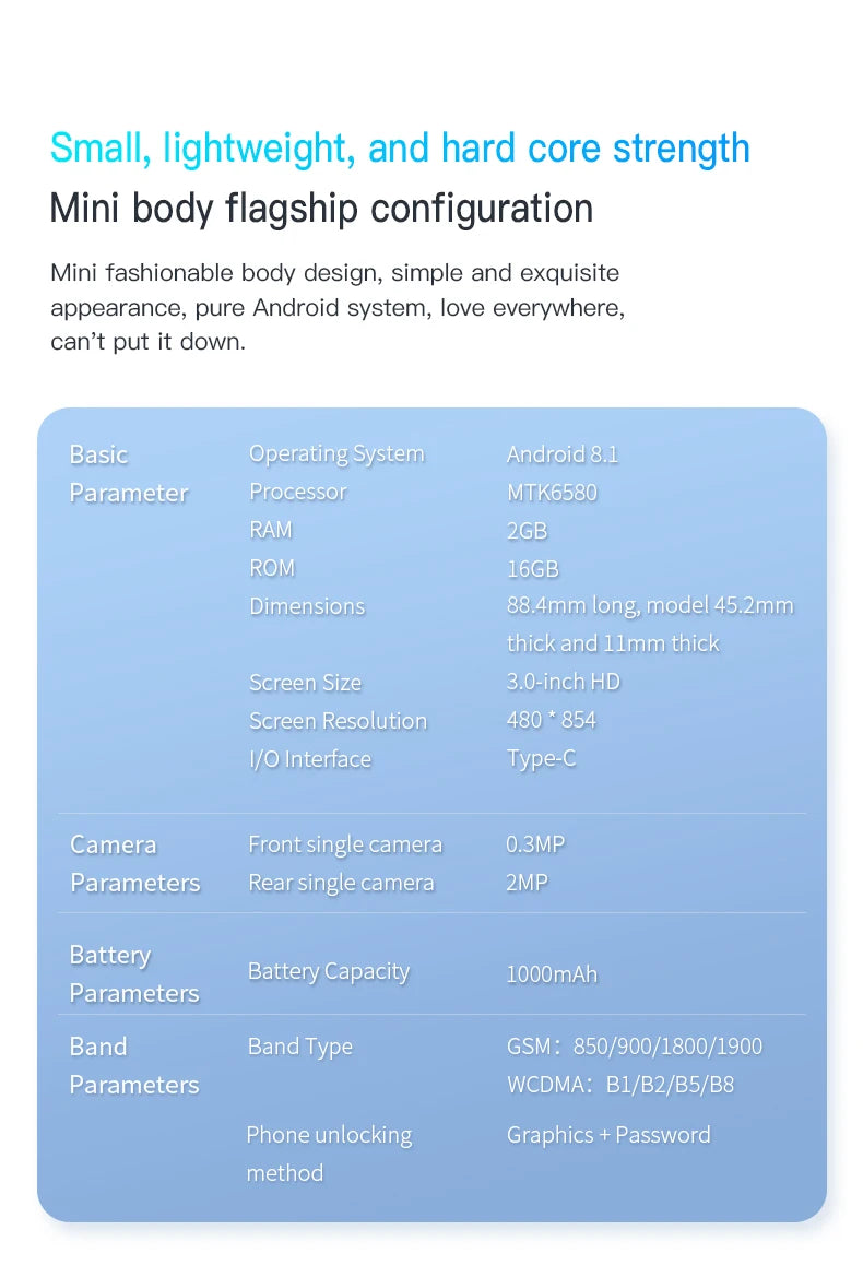 SOYES XS16/XS15 Mini Android Smartphone 3G/4G Network 2GB RAM 16GB ROM 3" Display 5MP Camera Dual SIM With Play Store WhatsAPP - AMULET RING STORE