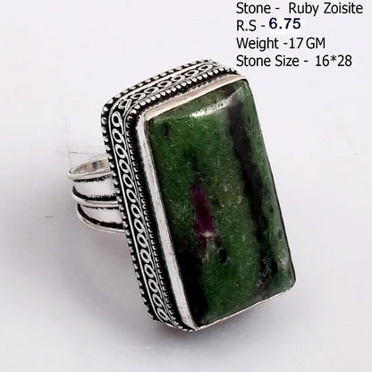 Genuine Turquoise Labradorite Moonstone Owyhee Opal Amazonite Ruby Zoisite  Ring