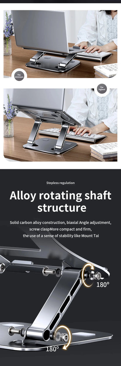 Laptop Stand Adjustable Aluminum Alloy Notebook Tablet Stand Up to 17 Inch Laptop Portable Fold Holder Cooling Bracket Support - AMULET RING STORE