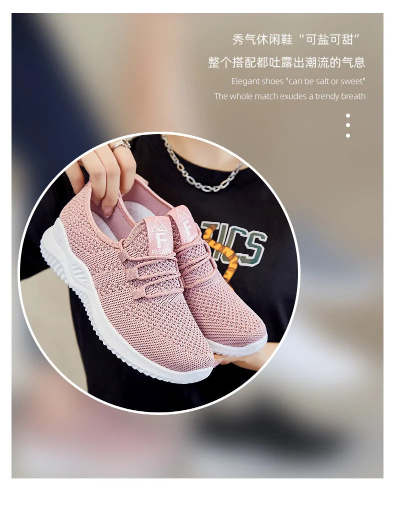 Women's shoes 2025 mesh breathable comfortable sports shoes soft sole lightweight fashion casual shoes - AMULET RING STORE