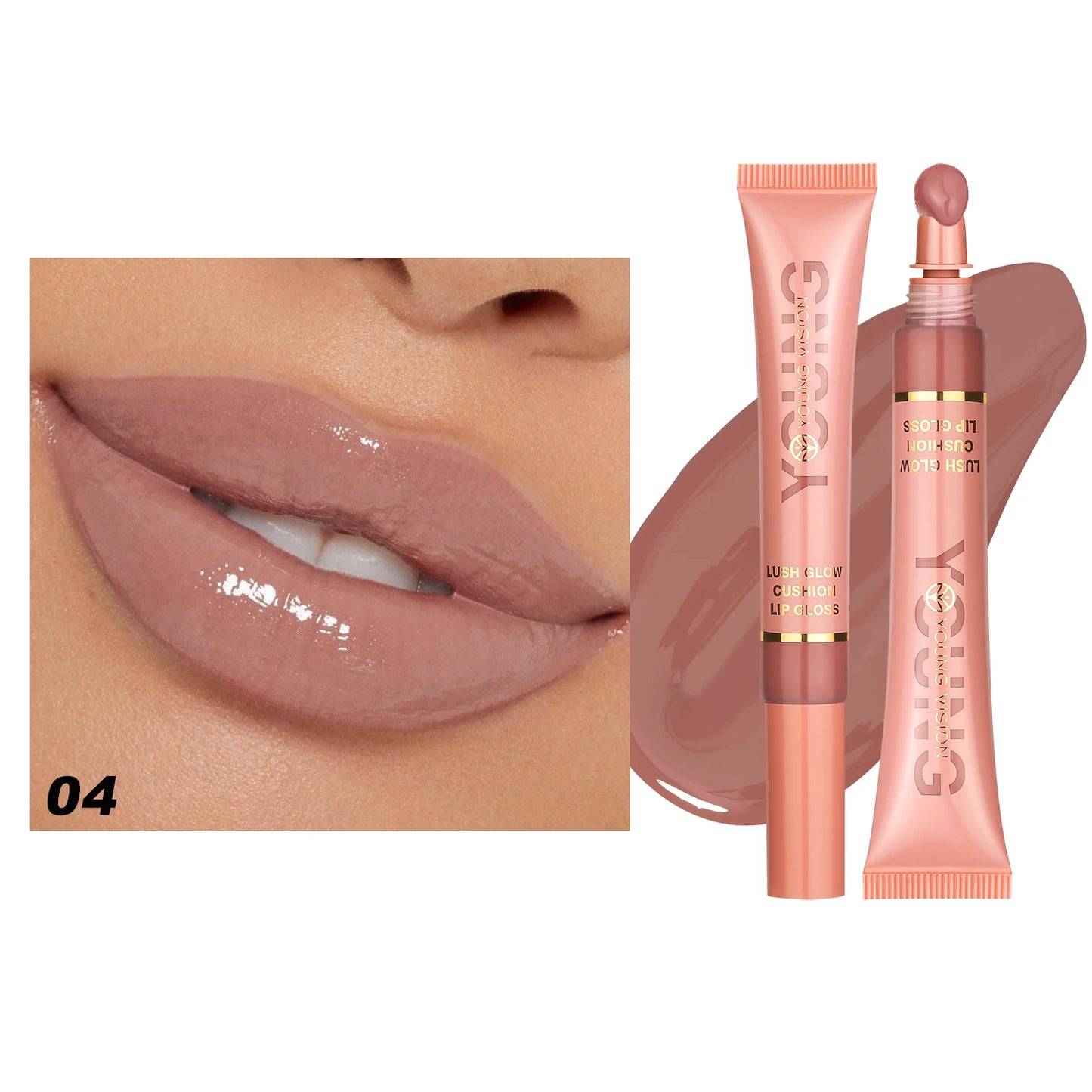 YOUNG VISION 6 color Liquid Water Brightening Lip Color Plush Brush Head Squeezing Lip Color Moisturizing Lip Glaze - AMULET RING STORE