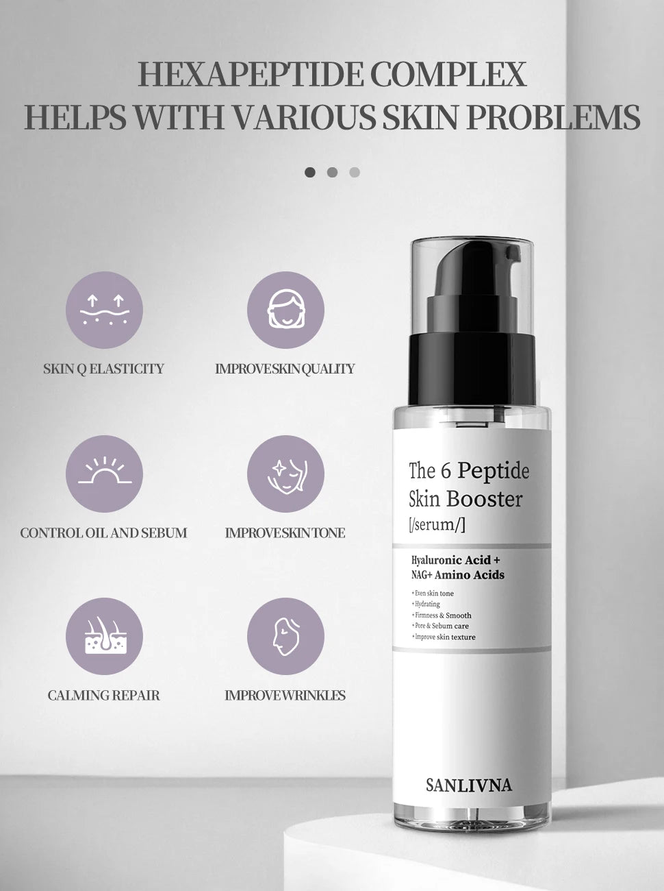 6 Peptide Essence Facial Refreshing Skin Care Set Contains Collagen to Improve Fine Lines, Brighten Skin, Moisturize and Nourish - AMULET RING STORE