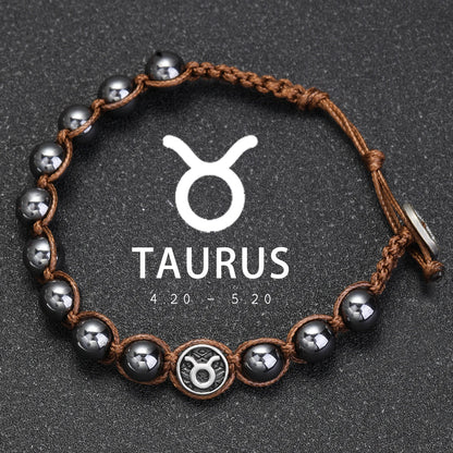 12 Zodiac Signs Natural Stone Bracelets Leo Capricorn Taurus Cancer Bracelets Women Men Couple Friendship Jewelry Gift Bracelets