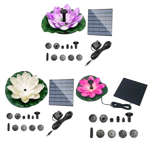 Solar Rotating Lotus Floating Fountain Outdoor Garden for Garden Bird Bath, Pond Decoration, Waterscape Garden Decoration - AMULET RING STORE