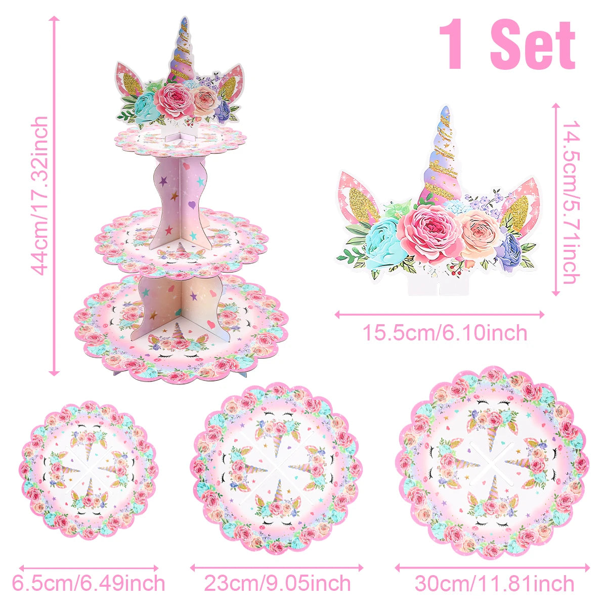 Cake Display Stand Jungle Mermaid Birthday Party Decorations Kids Dessert Holder Cake Tray Butterfly Baby Shower Cupcake Support - AMULET RING STORE