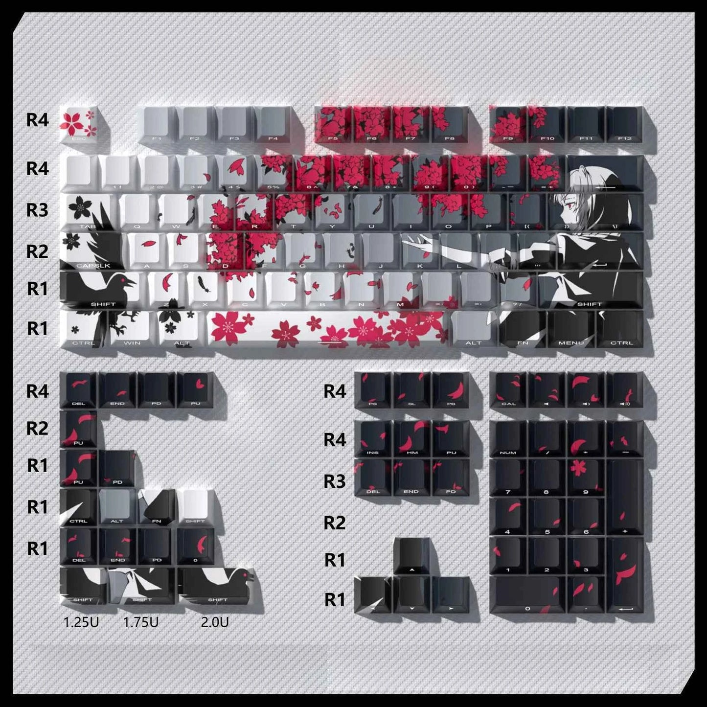 129 Keys Makima Anime Keycaps Cartoon PBT Keycap Cherry Keycaps Key Cap Dye-sub Mechanical Keyboard Caps for 64/68/71/84/108