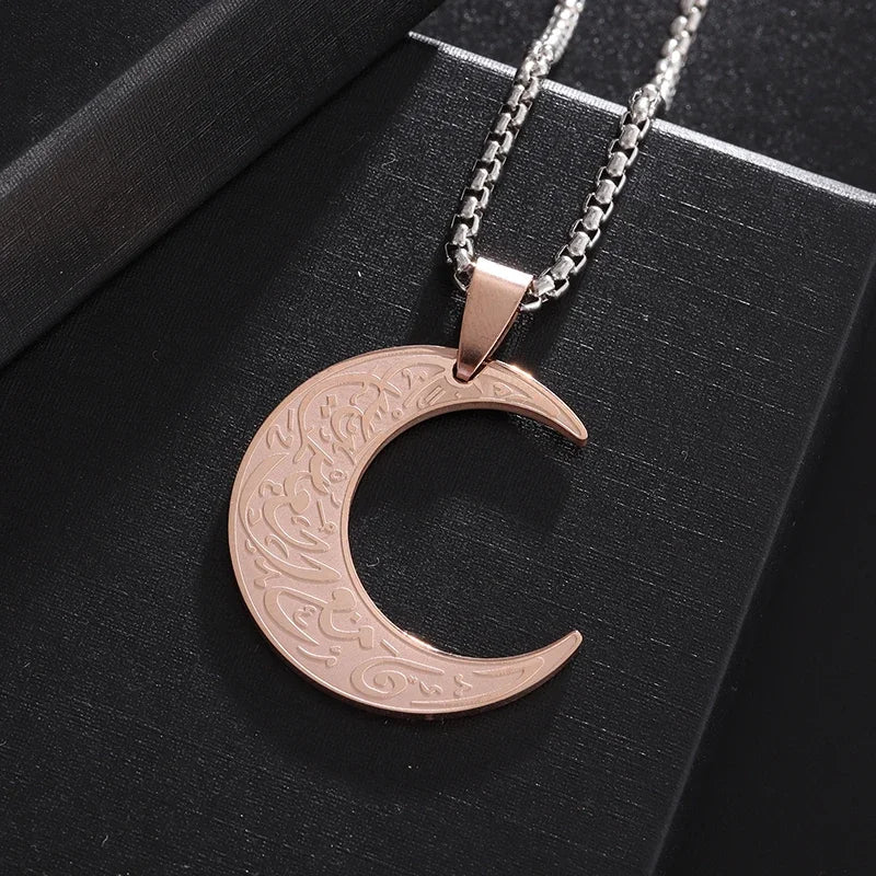 Stainless Steel Exquisite Islamic Muslim Calligraphy Arabic Pendant Necklace