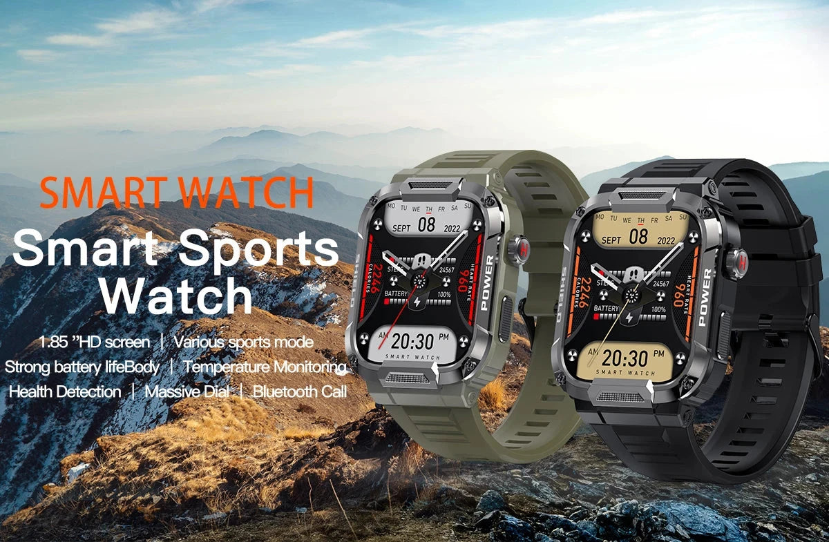 Outdoor Men Smart Watch 1.85'' 400mAh Bluetooth Call Health Monitor Swim Waterproof Sport Smartwatch for Xiaomi IOS Android 2025