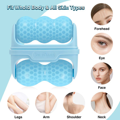 Hello Face Roller Ice Facial Massage Reusable 2 Shape Heads Freezable Ice Massager Lifting Tools