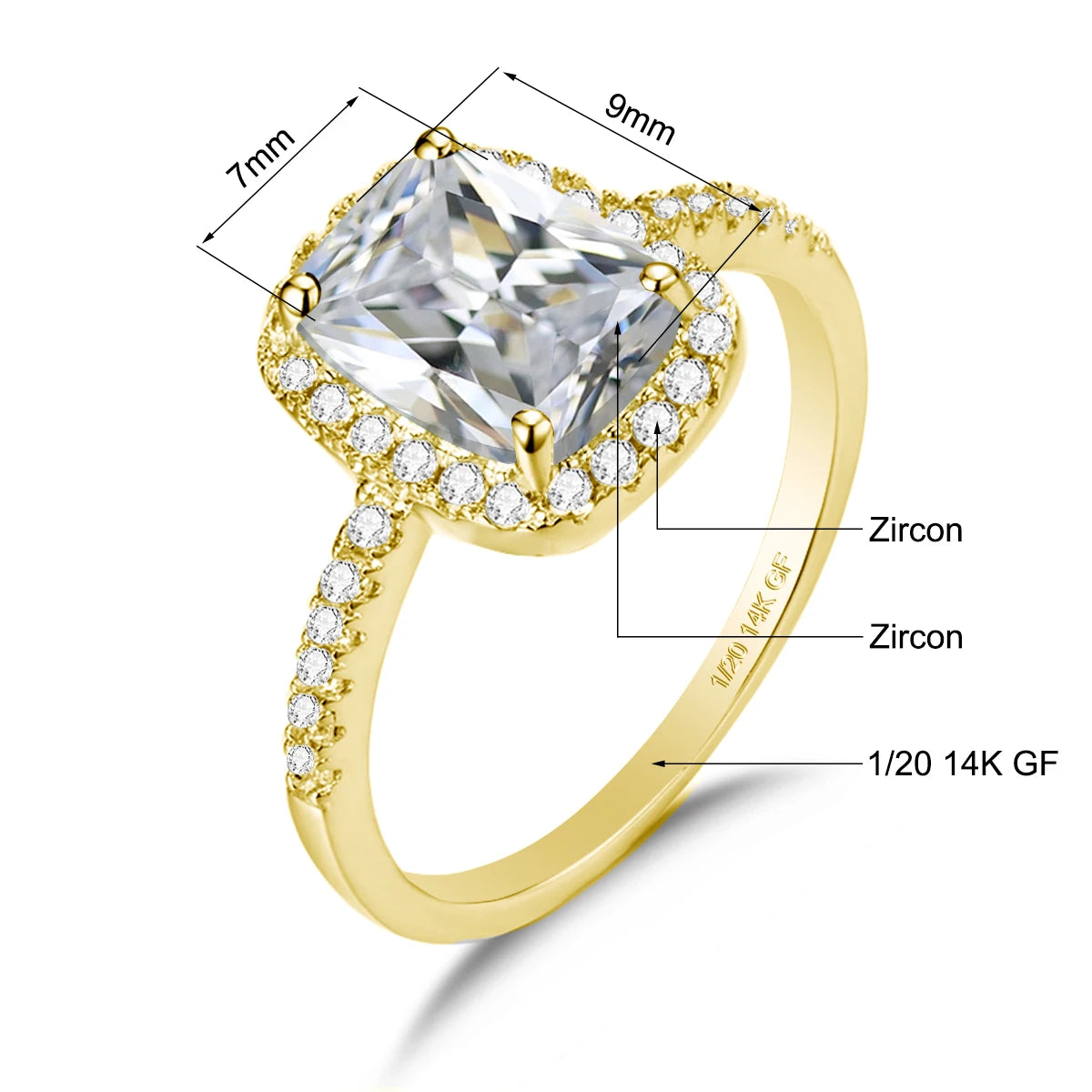 Solid 14K Gold Filled Aquamarine Ring for Women Retro Halo Design Gemstone Ring for Party Mother's Day Gifts Vintage Jewellery