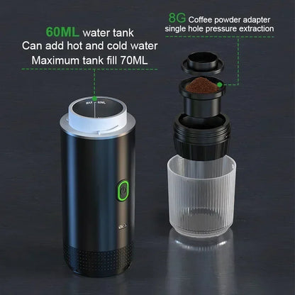 3-in-1 Portable Capsule Coffee Maker, Wireless Heating Electric Espresso Coffee Maker for Car Home, Travel Camping Coffee Maker - AMULET RING STORE