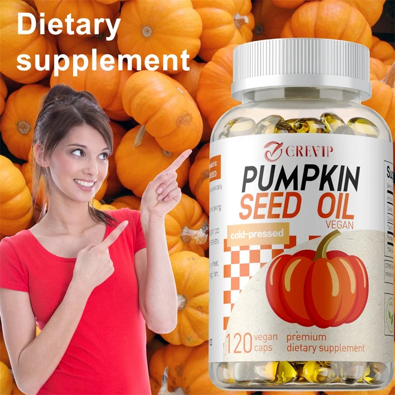 120 Capsules Pumpkin Seed Oil - Promotes Hair Growth, Hair Care, Supporting Prostate Health and Enhance Immunity System