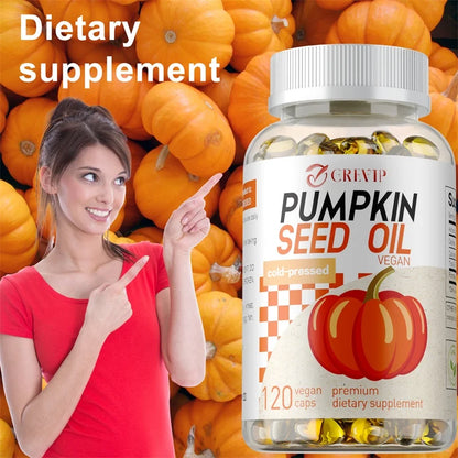120 Capsules Pumpkin Seed Oil - Promotes Hair Growth, Hair Care, Supporting Prostate Health and Enhance Immunity System