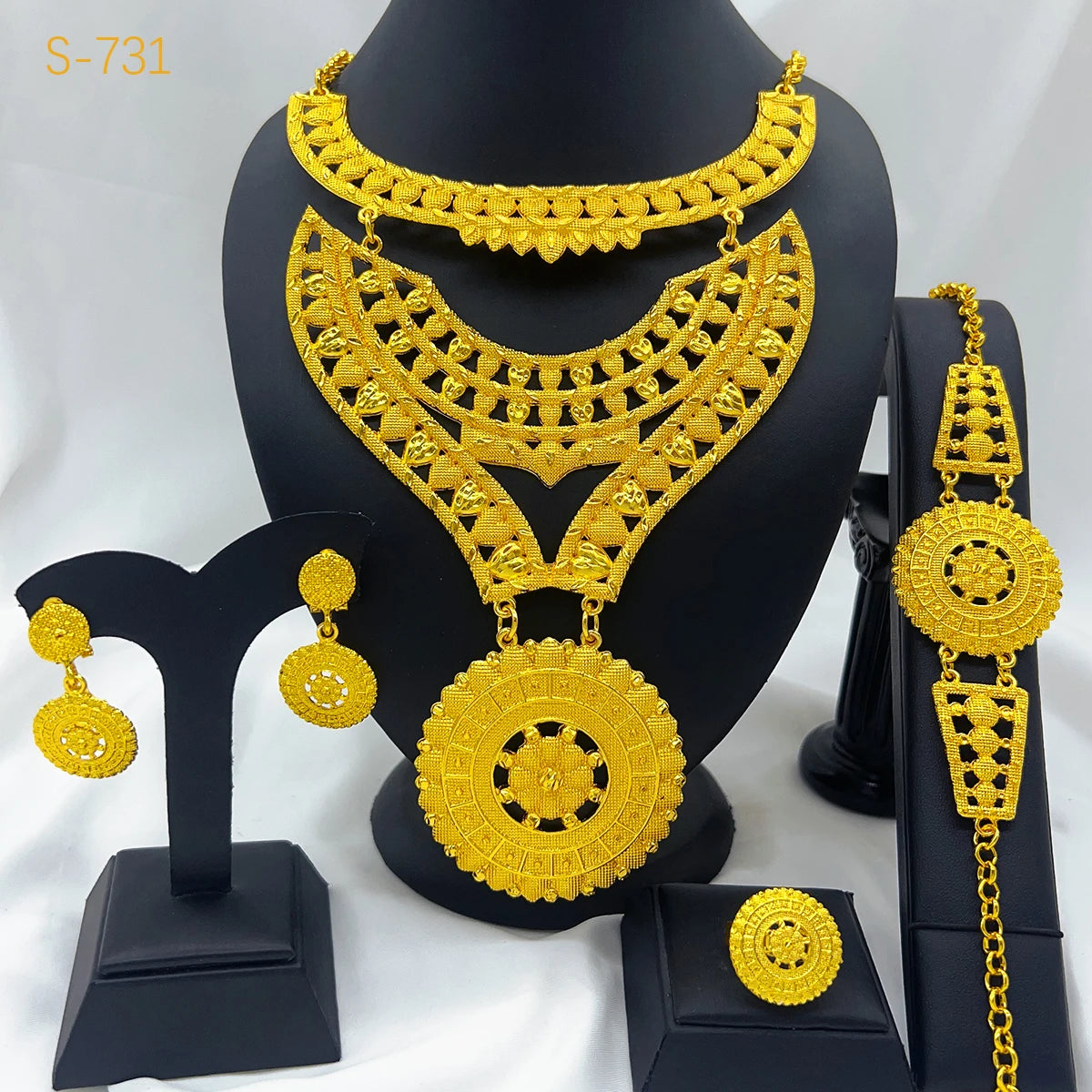 New Big Italian 24k Gold Plated Jewelry Set For Women Indian Dubai Party African Necklace Sets Bridal Gifts Arabic Jewelry Sets