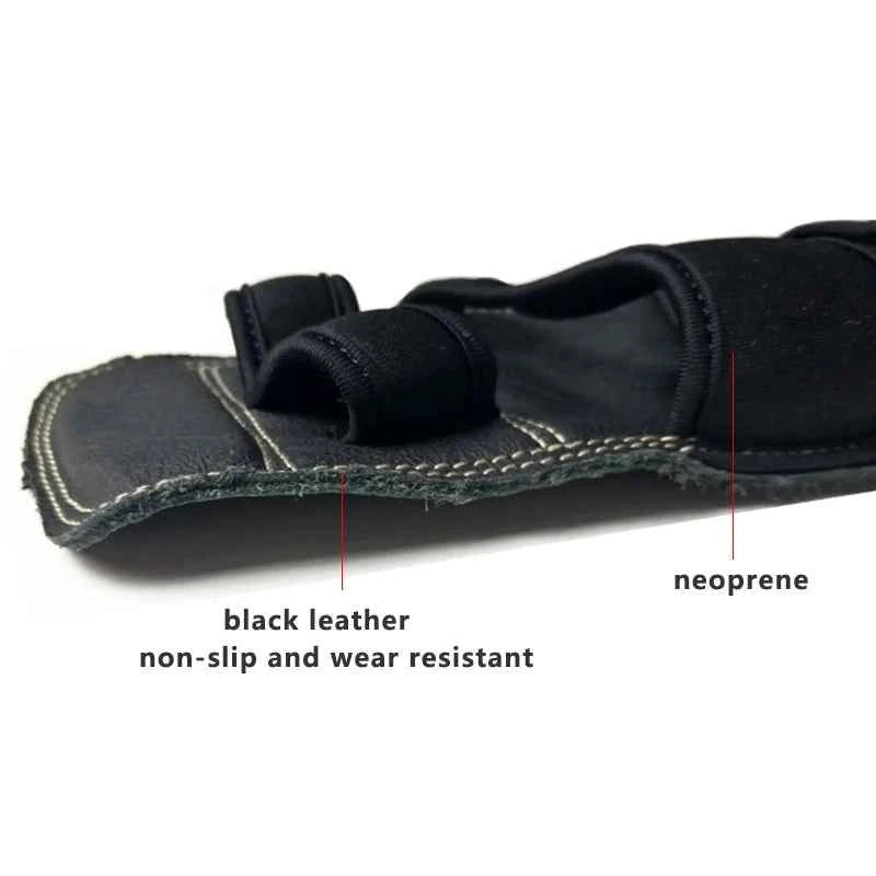 Leather Weightlifting Training Weight Lifting Gloves, Bar Grip, Barbell Straps, Hand Protection, 1Pair