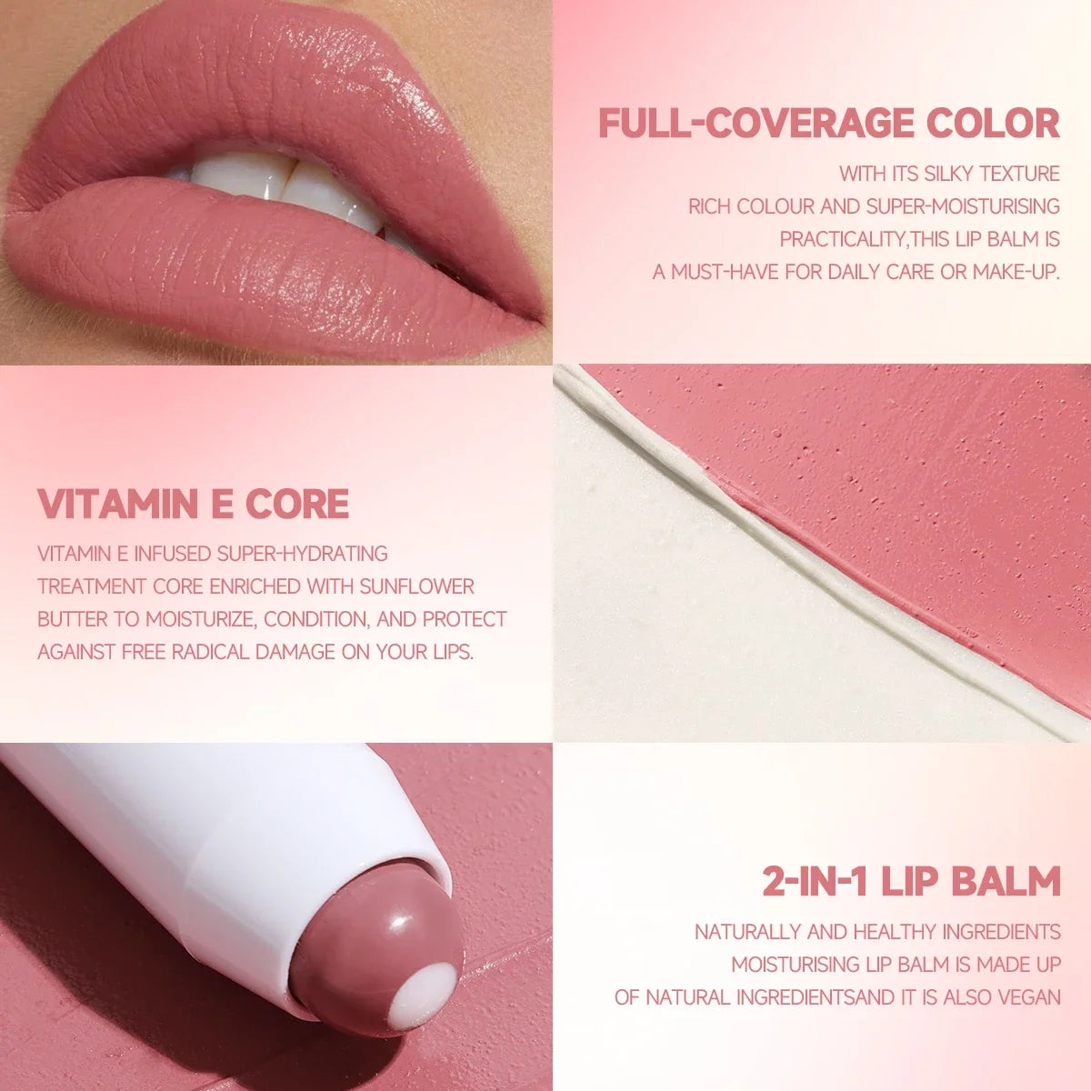 2-in-1 Nude Lipstick Matte Red Lip Balm Moisturizing 6 Colors Sandwich Lipstick Waterproof Long Lasting Non-stick Cup Lip Stick - AMULET RING STORE