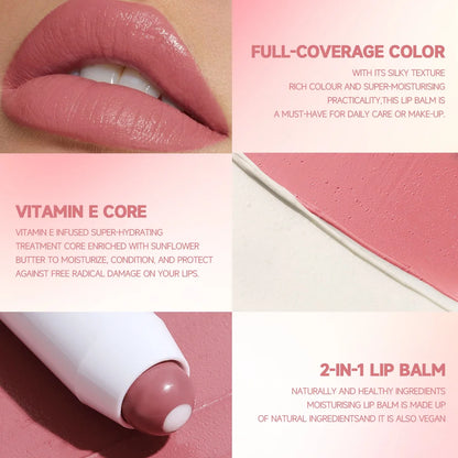 2-in-1 Nude Lipstick Matte Red Lip Balm Moisturizing 6 Colors Sandwich Lipstick Waterproof Long Lasting Non-stick Cup Lip Stick - AMULET RING STORE