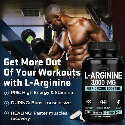 L-Arginine Supplement Boost Endurance -Increase for Energy, Strength,Vascular and Endurance Support During Exercise | Muscle Mas - AMULET RING STORE