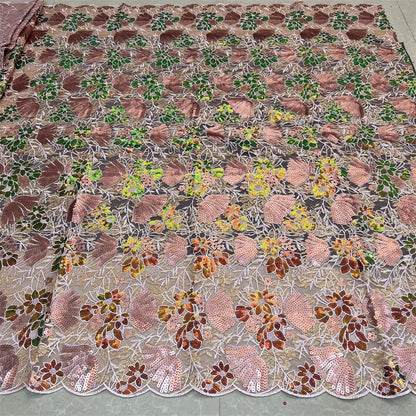 African Nigerian Tulle Lace Fabric - 3D Sequins Embroidery