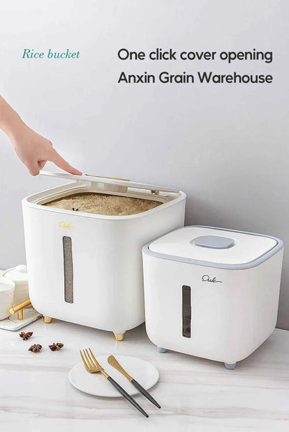 Moisture Proof Insect Proof Rice Box 5/10KG Grain Sealed Jar Kitchen Container Bucket Storage Pet Dog Food Box with Bullet Lid