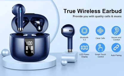 Wireless Earbuds, Bluetooth 5.3 Earbuds Stereo Bass, in-Ear Noise Cancelling Mic, Earphones IP7 Waterproof Sports, 40H Playback.