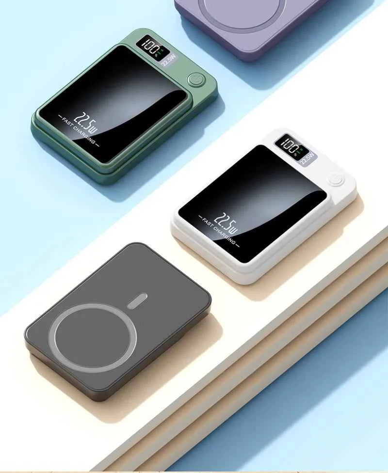 30000mAh Magnetic Power Bank 22.5W Fast Charging Portable External Battery Ultra Thin Safe Wireless  For iPhone Huawei Samsung