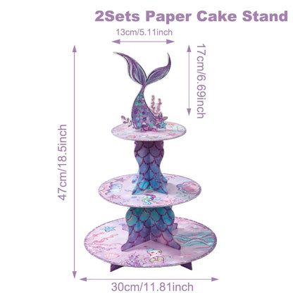 Cake Display Stand Jungle Mermaid Birthday Party Decorations Kids Dessert Holder Cake Tray Butterfly Baby Shower Cupcake Support - AMULET RING STORE