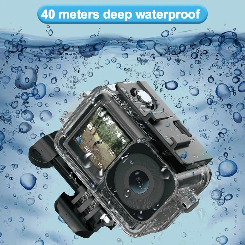 For DJI Osmo Action 4 Waterproof Case 40M Deep Diving Underwater Housing Shell for DJI Osmo Action 4 3 Action Camera Accessories - AMULET RING STORE