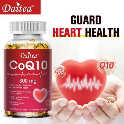 CoQ10 Supplement, Antioxidant, Supports Vascular and Heart Health & Energy Production, Super 3X Absorption, 120 Capsules - AMULET RING STORE