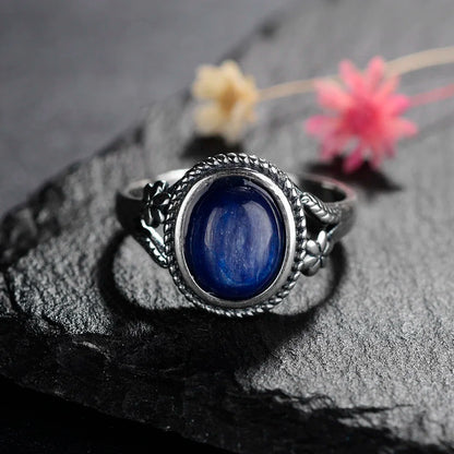 Natural 8*10MM Tiger's Eye Stone Finger Ring Fashion Jewelry Rings for Women Gift S925 Silver Flower Shaped Ring