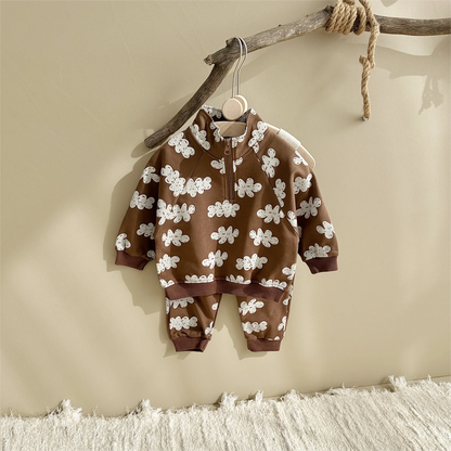 Spring New Boys Clothing Set Cloud Print Zipper Long Sleeved Pants Cotton Sweatshirt 0-4Y Baby Girls Pullover 2PCS Newborn - AMULET RING STORE