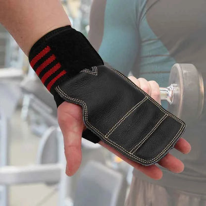 Leather Weightlifting Training Weight Lifting Gloves, Bar Grip, Barbell Straps, Hand Protection, 1Pair