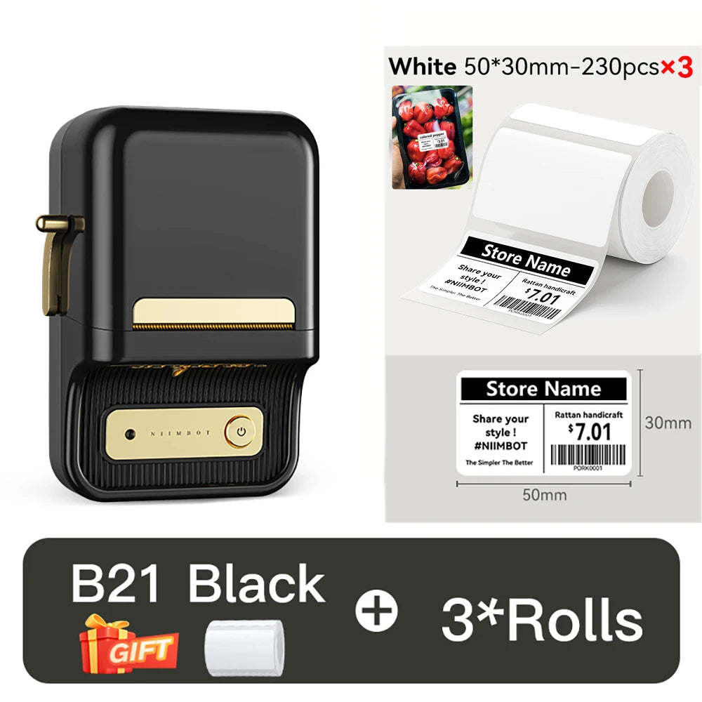NIIMBOT B21/B1 Portable Thermal Printer 1500mAh Wireless Sticker Printer With Self-adhesive Labels For Barcode Clothing Jewelry