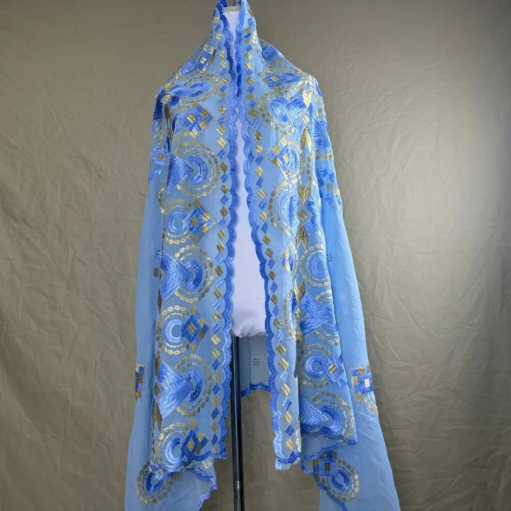 Sale 2025 New Dubai Islam Embroidered Shawl Soft Wool Jersey Hijab for Muslim Women Long Style New African Net for Spring Summer - AMULET RING STORE