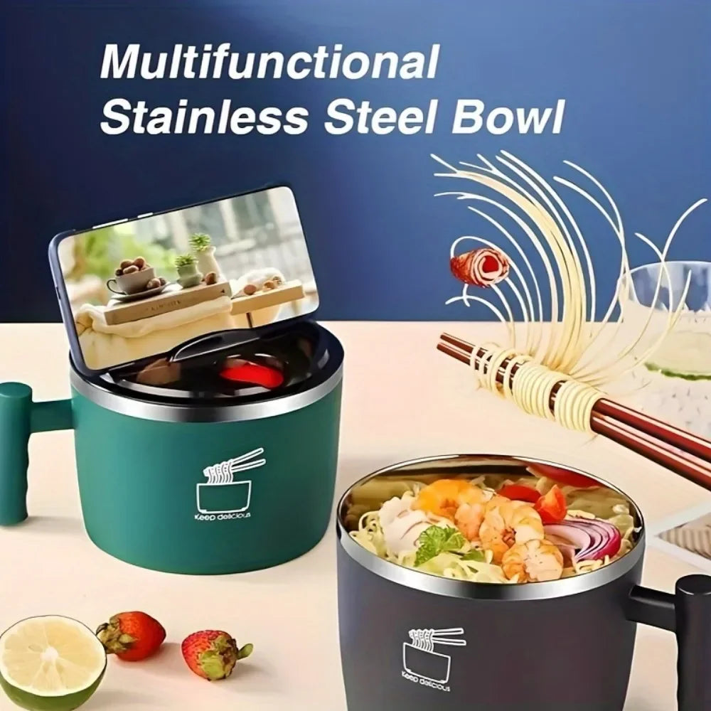Ramen Bowl, Lunch Container,1000ml Large Thai Soup Bowls, Tableware with Phone Stand, Cereal Bowls for Home, Kitchen, Camping, - AMULET RING STORE
