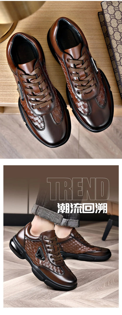Men's Shoes Original Casual Leather Men Training Wear Resistant Sneakers Outdoor Male Treking Footwear Breathable Lace-up Shoes
