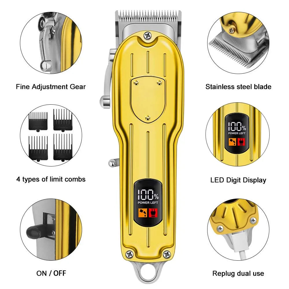 Professional Hair Clippers/Hair Trimmer/Beard Shaver for Men - Cordless Barber Clipper Hair Cutting Kit, Haircut Grooming Kit - AMULET RING STORE